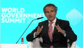  ?? ?? IAEO-Chef Rafael Grossi sprach am Dienstag beim Weltgpifel der Regierunge­n in Dubai.