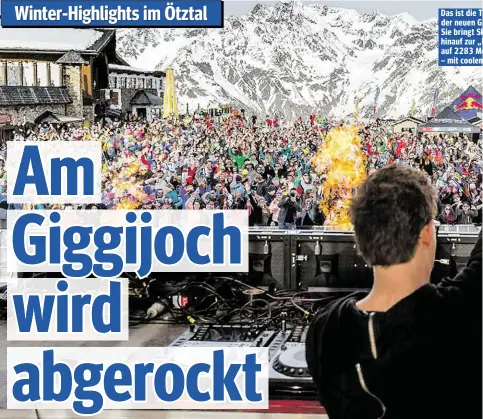  ??  ?? Winter-Highlights im Ötztal Das ist die T der neuen G Sie bringt Sk hinauf zur „F auf 2283 Me – mit coolem