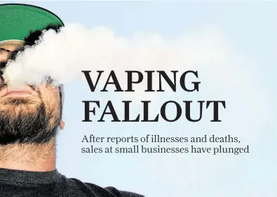  ?? Theo Stroomer / New York Times ?? The number of people with lung illnesses linked to vaping has risen to nearly 1,300 people. On Wednesday, Texas Health Services confirmed its first death associated with vaping-related lung illnesses.