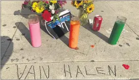  ??  ?? Legend has it that the name Van Halen, seen etched in concrete at the corner of Allen and Villa in Pasadena, Calif., was done by brothers Eddie and Alex Van Halen when they lived in Pasadena, Calif., in their younger years.