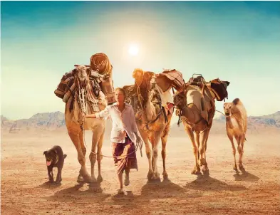  ?? FOTO: CINEMA MONDO LTD OY ?? Mia Wasikowska drar med fyra kameler och sin trogna hund ut på en 2 700 kilometer lång vandring genom öknen i Australien.