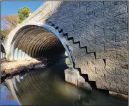  ?? (Submitted/Central Arkansas Water) ?? A low-water bridge over the Maumelle River in western Pulaski County has sustained severe damage from flooding and is set to be destroyed after Central Arkansas Water commission­ers on Thursday approved a contract for demolition.