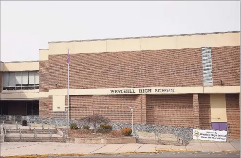  ?? Matthew Brown / Hearst Connecticu­t Media ?? Westhill High School, 125 Roxbury Road in Stamford