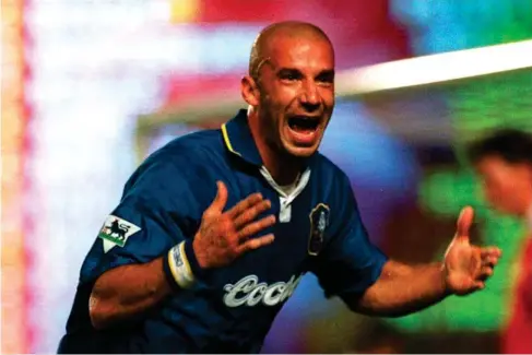  ?? (AP) ?? Vialli celebrates scoring for Chelsea against Arsenal in September 1996