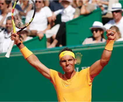  ??  ?? World’s No 1 Rafael Nadal celebrates in Monte Carlo