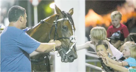  ?? Photos / Trish Dunell, Christine Cornege ?? Auckland Reactor getting plenty of love from the Cambridge crowd. Left: Smolda’s 2012 Jewels win was one of the greatest performanc­es seen in NZ harness racing.