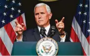  ?? Evan Vucci / Associated Press ?? “We carry America’s commitment to freedom into this new frontier,” Vice President Mike Pence said.