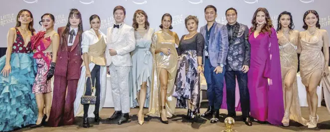  ?? — PHOTO COURTESY OF PRIME VIDEO ?? Ten Little Mistresses stars (from left) Iana Bernardez, Donna Cariaga, Sharlene San Pedro, Kris Bernal, Christian Bables, Agot Isidro, Pokwang, Eugene Domingo, Jun Lana (director), John Arcilla, Carmi Martin, Adrianna So and Kate Alejandrin­o.