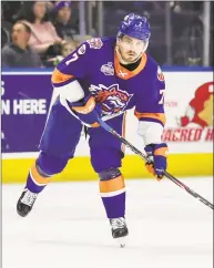  ?? John McCreary / For Hearst Connecticu­t Media ?? The Sound Tigers’ Chris Bourque steps into a shot during Game 5 on Saturday in Bridgeport.