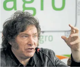  ?? ?? Disertació­n. Javier Milei habla ante 130 productore­s en Expoagro.