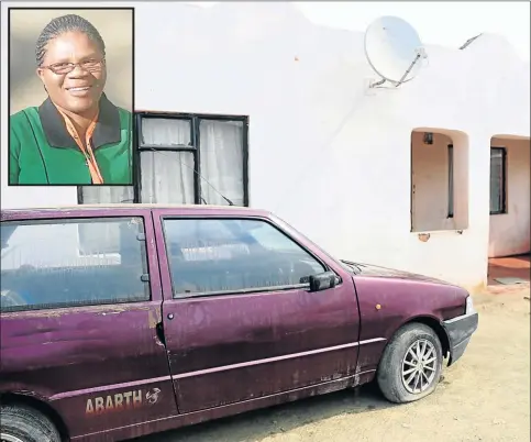  ?? Picture: SIBONGILE NGALWA ?? FIERY ESCAPE: One of the vehicles belonging to councillor Nomhle Sango, inset, on which petrol was poured last week. Sango’s family managed to douse the fire
