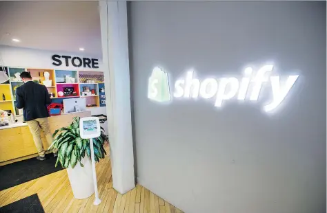  ?? PETER J. THOMPSON/FILES ?? Ottawa-based Shopify has won a contract with British Columbia to run legal marijuana sales online and from a warehouse for private companies operated by the province. It is also chasing opportunit­ies in private retail as it expects demand for its system.