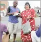  ??  ?? Jobseeker Thabiso Masia from Ficksburg gets a bite to eat, courtesy of Maya Pather.