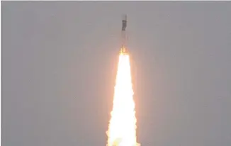  ??  ?? The launch of the GSLV-Mk III carrying the 3,850 kg Chandrayaa­n-2 spacecraft