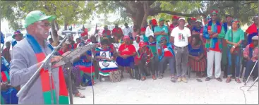  ?? Photo: Nampa ?? Still in charge… Swapo Omusati coordinato­r Sacky Kayone addresses party members.