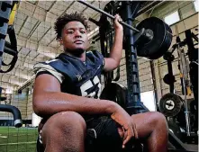  ?? [PHOTO BY STEVE ?? Broken Arrow’s Demeco Roland is one of the top high school defensive lineman in the state. He has several Division I scholarshi­p offers.