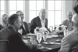  ?? AP/MANUEL BALCE CENETA ?? President Donald Trump meets Saturday with members of his staff and Cabinet at Trump National Golf Club in Sterling, Va.