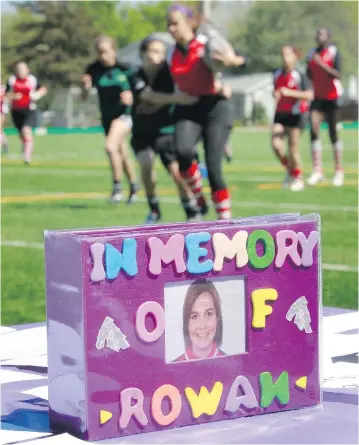  ?? TONY CALDWELL / POSTMEDIA NETWORK ?? The Ottawa Gee Gees’ fourth annual junior girls high school 7 A-Side Tournament on May 17, 2013,
at the University of Ottawa was dedicated to Rowan Stringer.