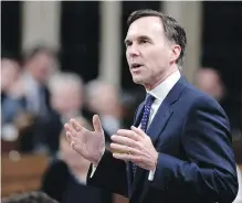  ??  ?? Minister of Finance Bill Morneau responds during question period in the House of Commons on Tuesday.