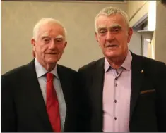  ??  ?? Founding members of the Post Primary schools board in Wicklow, Hugh O’Brien and Kevin Lee enjoying the celebratio­ns last weekend.