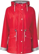  ??  ?? Red shower-resistant rubber raincoat, £32, Tu Clothing.