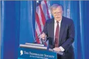  ?? AP ?? US National Security Adviser John Bolton speaks in Washington.