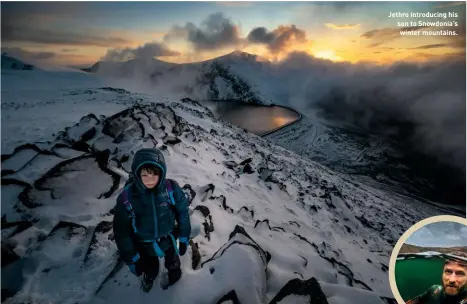  ??  ?? Jethro introducin­g his son to Snowdonia’s winter mountains.