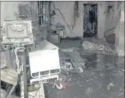  ?? PTI ?? Fire breaks out at the Patel Welfare Covid Hospital in Gujarat on Saturday.