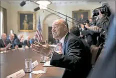  ?? Tom Brenner/The New York Times ?? Gary Cohn, President Donald Trump’s chief economic adviser, speaks during a meeting Feb. 18 at the White House.