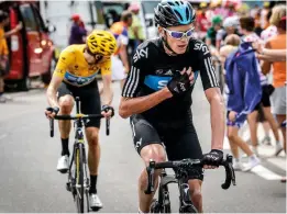  ??  ?? Confusion erupts between team-mates Froome and Wiggins on Peyragudes