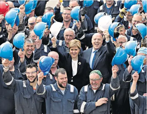  ?? ?? Nicola Sturgeon during a visit to Ferguson Marine, the scandal-hit shipbuildi­ng firm