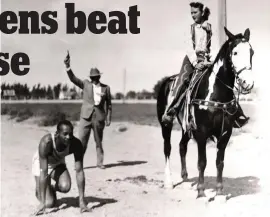  ??  ?? Starter’s orders: Jesse Owens about to race a horse in 1938