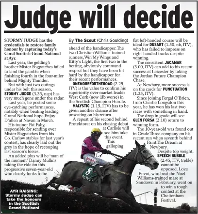  ?? ?? AYR RAISING: Stormy Judge can take the honours in the Scottish Grand Natioanl