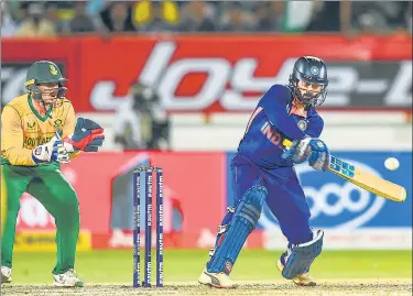 ?? PTI ?? Dinesh Karthik scored a 27-ball 55 which took India to 169/6 in the fourth T20I at the SCA Stadium in Rajkot on Friday.
