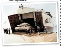  ??  ?? Left: British Centurion Mk.5 tank of 6th Royal Tank Regiment disembarks at Port Said from the tank landing ship L3036 HMS Puncher