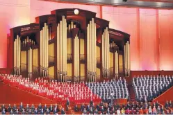  ?? GEORGE FREY/ASSOCIATED PRESS ?? The Mormon Tabernacle Choice of The Church of Jesus Christ of Latter-day Saints here sings at the Mormon church conference in Salt Lake City. The choir has decided that it will perform at the swearing-in of Donald Trump.