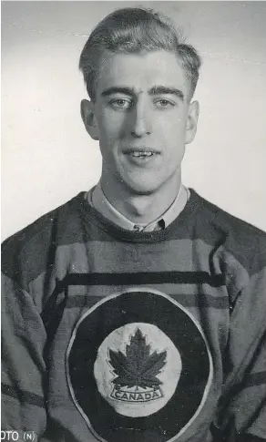  ??  ?? Murray Dowey of the 1948 RCAF Flyers hockey team.