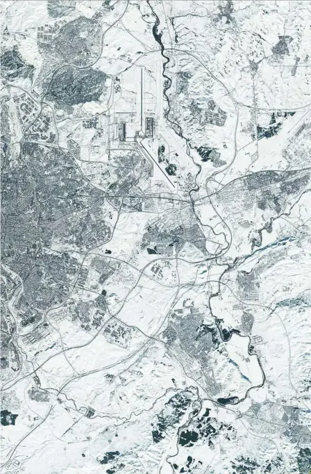  ?? ESA ?? Imagen del satélite europeo Sentinel-2 de la gran nevada caída sobre Madrid