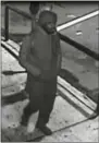 ?? SUBMITTED PHOTO ?? Upper Darby Police are on the hunt for this suspect in a shooting Sunday morning. He is described as a tall black male wearing all black and wearing a black backpack.