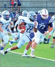  ?? FRANK CROWE / For the Calhoun Times ?? Gordon Central’s Alec Morris (22) looks for running room against Gilmer.