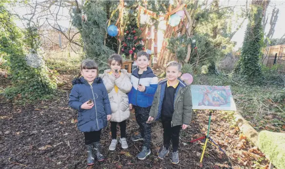  ?? ?? Fatfield Primary School pupils Gracie, Heidi, Caleb and Teddy on the Winter Wonderland walk.