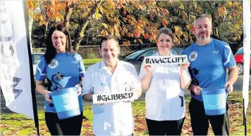  ??  ?? Funds bid Launching the link up between McTuff and Strathcarr­on are (left) Marnie McLuckie, Lawrence Kane, Tina McGlynn and Alex Potter