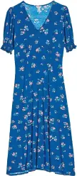  ?? ?? Blue floral midi dress, £39.50, M&Co.