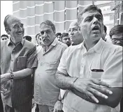  ?? PTI/ARUN SHARMA/HT ?? BJP and Congress leaders come out of the Election Commission of India office in New Delhi on Tuesday.