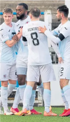  ??  ?? Raith players celebrate Gozie Ugwu’s winning goal.