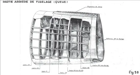  ??  ?? Dessin du tronçon arrière de fuselage issu de la Notice descriptiv­e et d’utilisatio­n de 1940.