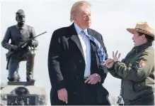  ??  ?? U.S. Republican presidenti­al candidate Donald Trump is given a tour of Gettysburg National Military Park in Pennsylvan­ia on Saturday. The battle at Gettysburg in 1863 turned the tide of the U.S. Civil War.