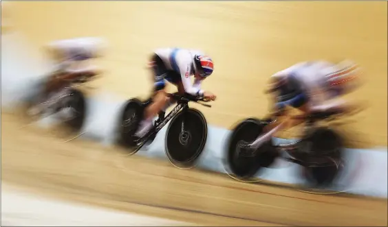  ??  ?? Above: Katie Archibald and Neah Evans helped GB to gold in the women’s team pursuit, alongside Elinor Barker and Eleanor Dickinson. Picture: PA Wire.
Left: Jack Carlin. Picture: Getty