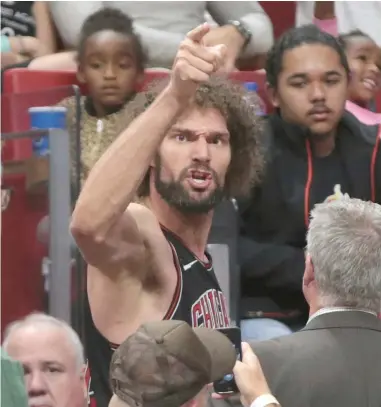  ?? AP ?? Bulls center Robin Lopez was fined $ 25,000 by the NBA after receiving two technical fouls and being ejected Thursday night.