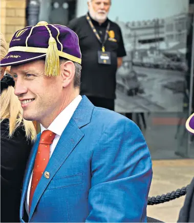  ??  ?? Proud day: Ronan O’gara poses outside the Hall of Fame in Rugby